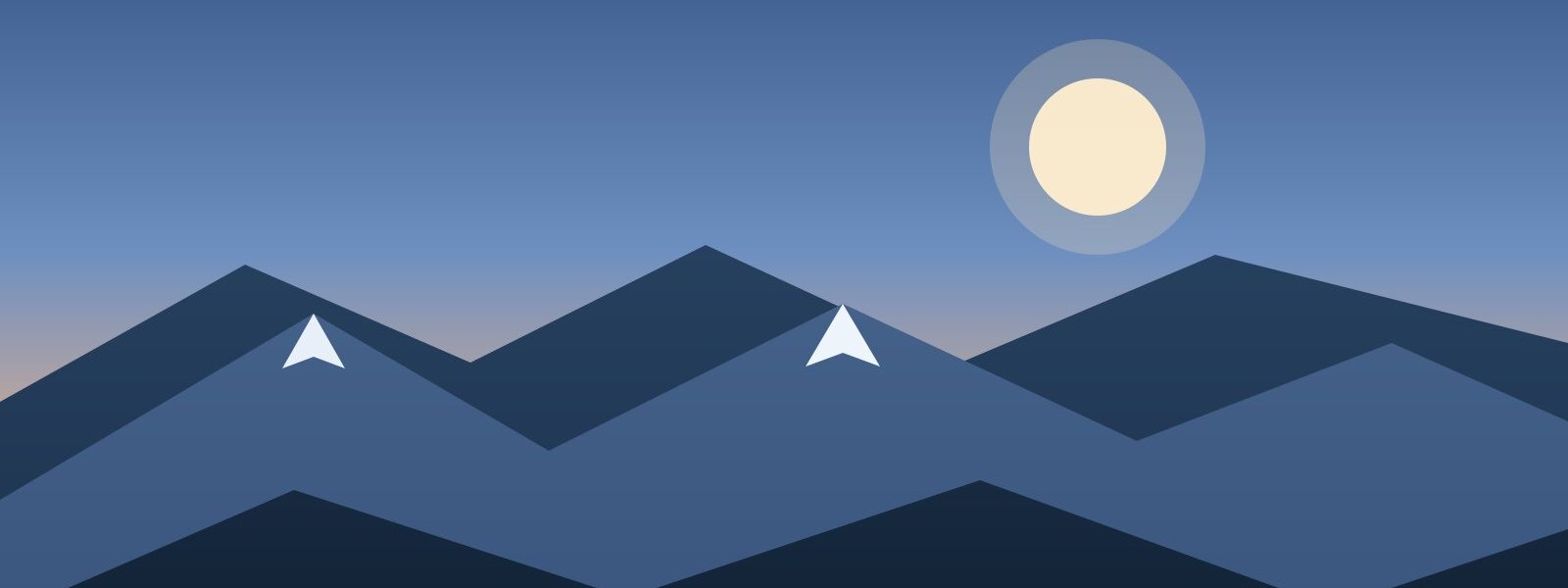 Illustration montagne au crépuscule